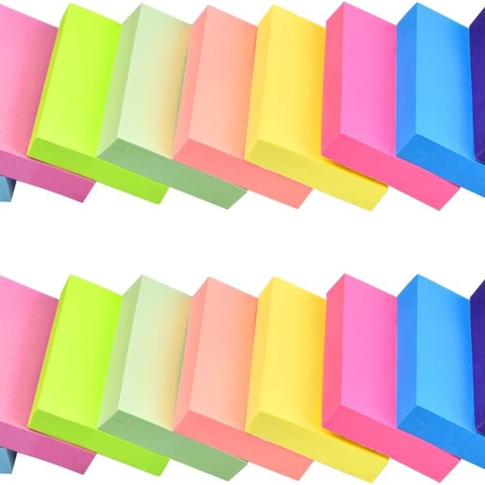 18 Pcs Sticky Notes Bright Colors Self-Stick Note Pads, 9 Colors Bulk Sticky